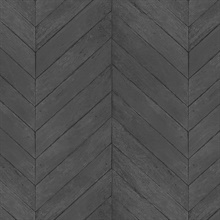 Black Faux Wood Vertical Chevron Wallpaper