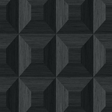 Black Faux Wood Geomtric Square Wallpaper