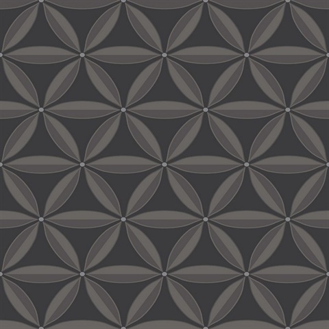 Black Floral Geometric Trellis Shape Wallpaper