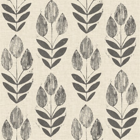 Chesapeake 3115-24474 Garland Block Tulip Wallpaper, Black