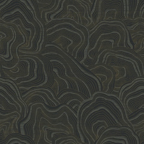Geodes Black Metallic Faux Stone Wallpaper