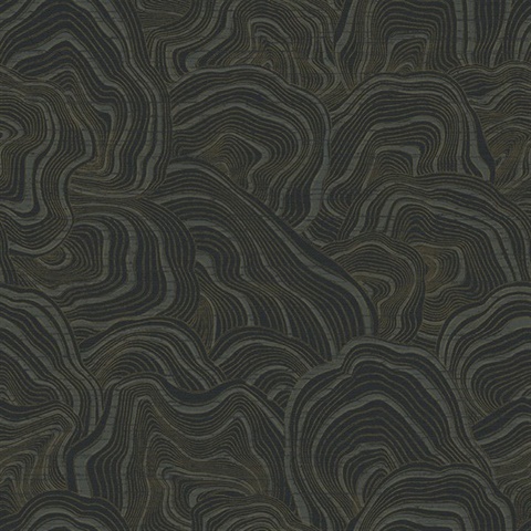 Black Geodes Modern Faux Crystal Wallpaper