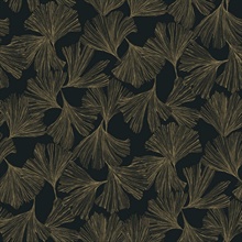 Black Ginkgo Toss Modern Leaf Wallpaper