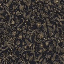 Black &amp; Gold Aviary Peel and Stick Wallpaper