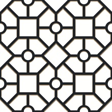 Black & Gold Hedgerow Trellis Peel and Stick Wallpaper