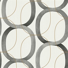 Black &amp; Gold Interlock Geometric Chain Trellis Wallpaper