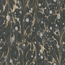 Black &amp; Gold Marbled Endpaper Peel and Stick Wallpaper