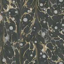 Black &amp; Gold Marbled Endpaper Wallpaper