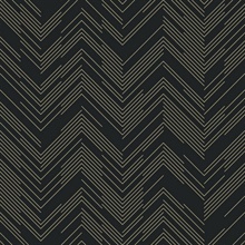 Black &amp; Gold Modern Chevron Line Wallpaper