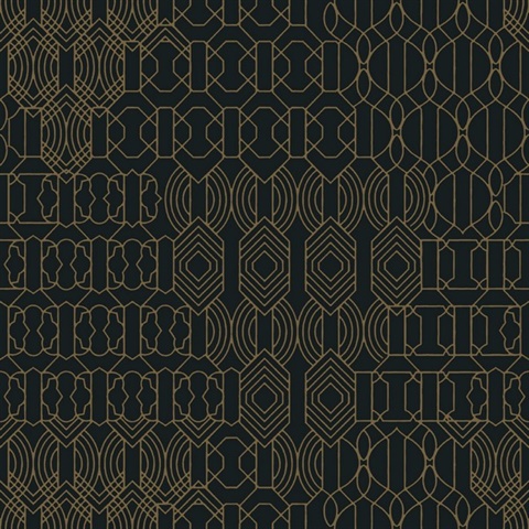 Black & Gold Modern Glass Beads Geometric Chandelier Wallpaper