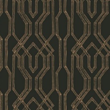 Black &amp; Gold Oriental Lattice Wallpaper