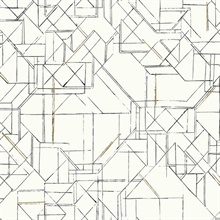 Black & Gold Prism Schematics Peel and Stick Wallpaper