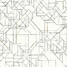 Black &amp; Gold Prism Schematics Peel and Stick Wallpaper