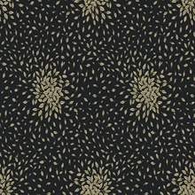 Black &amp; Gold Textured Scattered Leaves Wallpaper
