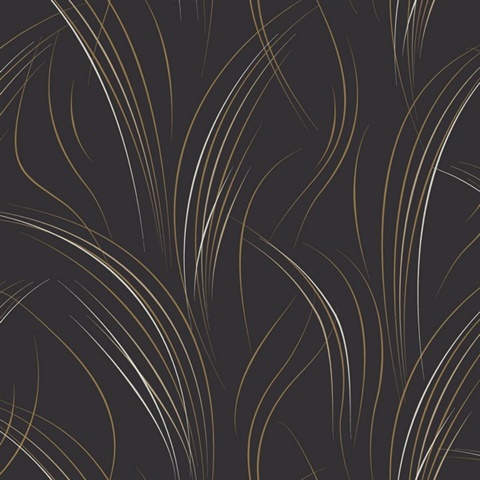 Black Graceful Wisp Curve Lines Wallpaper