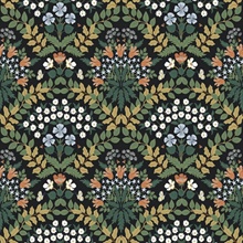 Black & Green Bramble Abtract Floral Leaf Wallpaper