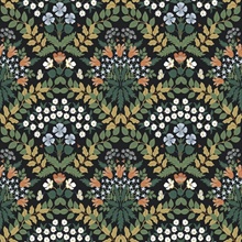 Black & Green Bramble Abtract Floral Leaf Wallpaper