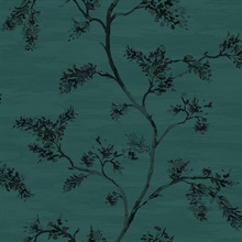 Black & Green Commercial Watercolor Branches Wallpaper