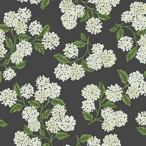 Rifle Paper Co. Hydrangea Wallpaper - Black & White