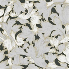 Black & Grey Acanthus Toss Wallpaper