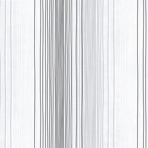 Black, Grey and Pepper Random Stripe Prepasted Wallpaper