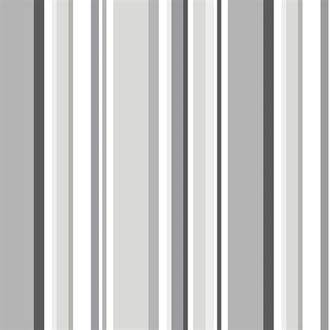 Black, Grey and White Step Stripe Prepasted Wallpaper