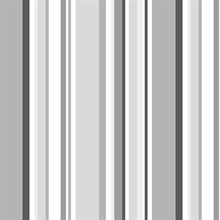 Black, Grey and White Step Stripe Prepasted Wallpaper