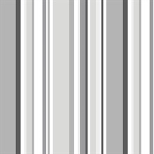 Black, Grey and White Step Stripe Prepasted Wallpaper