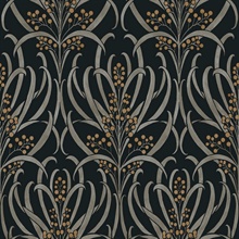 Black & Grey Calluna Leaf Wallpaper