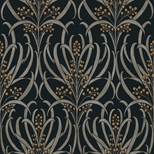 Black &amp; Grey Calluna Leaf Wallpaper