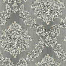 Black & Grey Commercial Damask Wallpaper