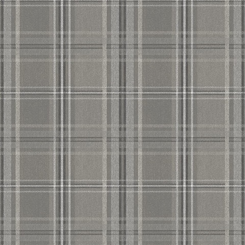 Black, Grey & White Textured Plaid Wallpaper