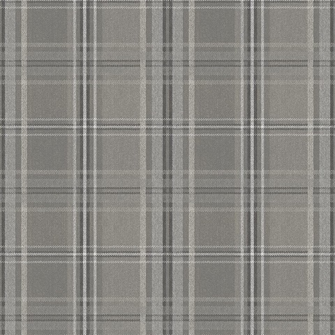 Black, Grey & White Textured Plaid Wallpaper