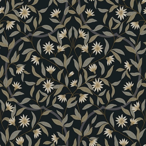 Black Jasmine Vine Leaf Wallpaper