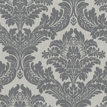 Black Large Print Damask Wallpaper