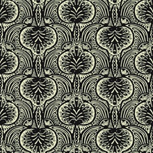 Black & Off White Lotus Palm Paisley Wallpaper