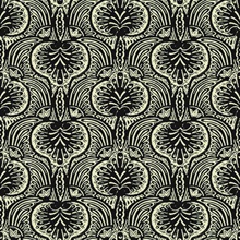 Black &amp; Off White Lotus Palm Paisley Wallpaper