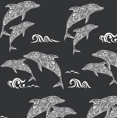 Black Paisley Dolphin Wallpaper