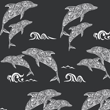 Black Paisley Dolphin Wallpaper