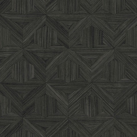 Black Parquet Geometric Vintage Wood Wallpaper