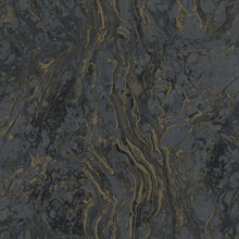 Black Polished Faux Marble Wallpaper