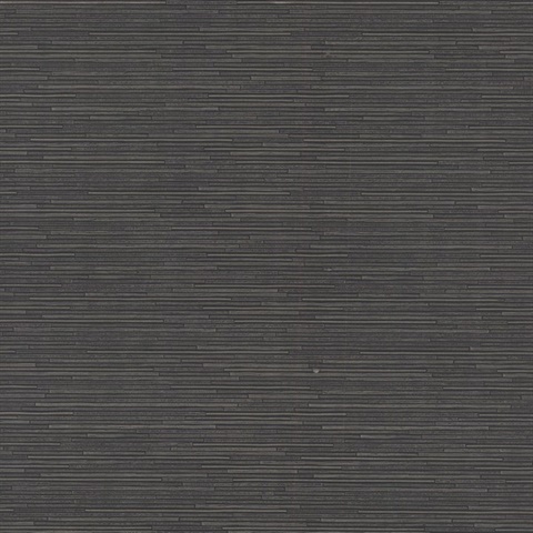 Black & Silver Ribbon Bamboo Horizontal Stripe Textured Wallpaper
