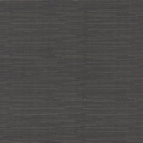 Black & Silver Ribbon Bamboo Horizontal Stripe Textured Wallpaper