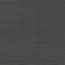 Black &amp; Silver Ribbon Bamboo Horizontal Stripe Textured Wallpaper