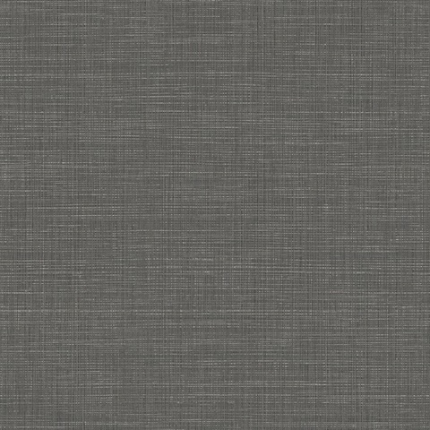 Black &  Silvergrey Textured Faux Linen Wallpaper