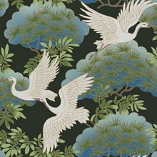 Black Sprig & Heron Wallpaper