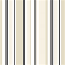 Black, Tan and Taupe Step Stripe Prepasted Wallpaper