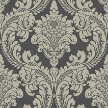 Black Tapestry Acanthus Damask Wallpaper