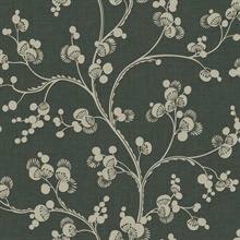 Black &amp; Taupe Dahlia Trail Prepasted Wallpaper