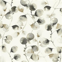 Black &amp; Taupe Eucalyptus Floral Trail Wallpaper